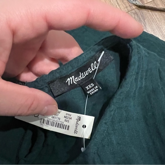 NWT Madewell Lightspun Cuffed-Sleeve Shirred Top - Picture 7 of 7